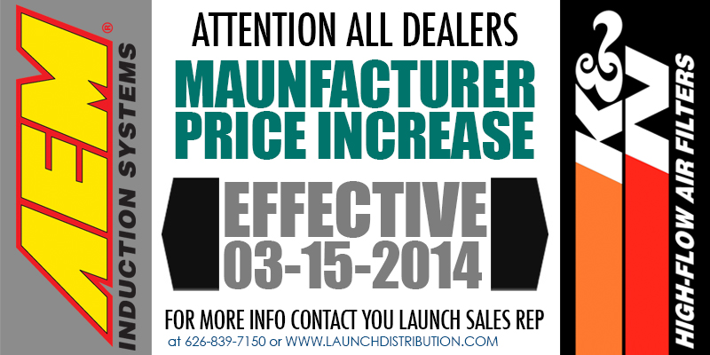 KN and AEM INDUCTION: Price Increase EFFECTIVE 03-15-2014