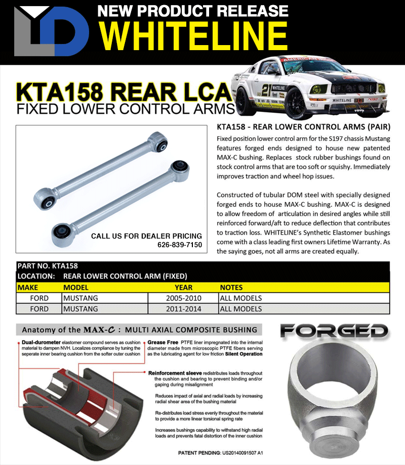 WHITELINE: Rear Lower Control Arm for 05-14 Ford Mustang