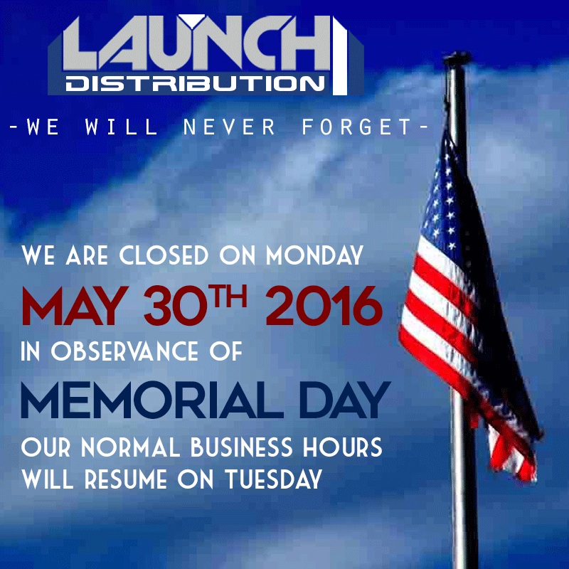 Closed Monday for Memorial Day