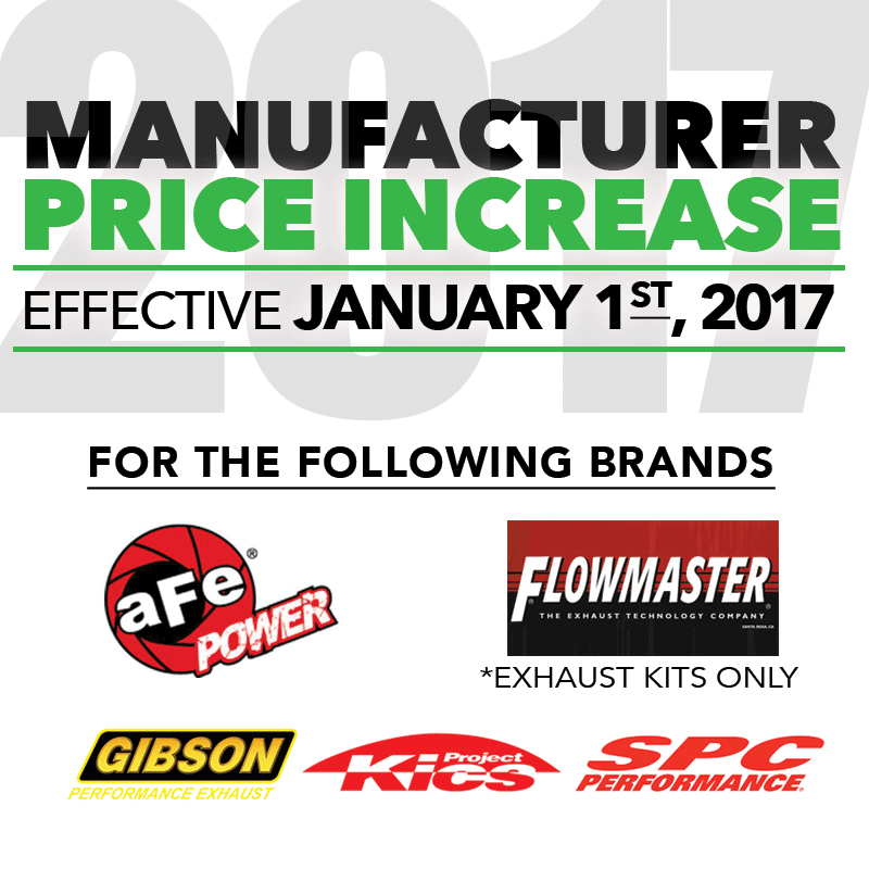 MFG Price Increase: Effective January 1, 2017