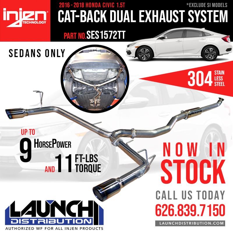 INJEN: Cat-Back Dual Exhaust for 16-18 Honda Civic 1.5T Sedan