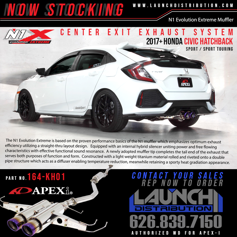 NOW STOCKING – APEX-i Cat-Back Center Exhaust for 2017-up Civic Hatchback Sport/Sport Touring