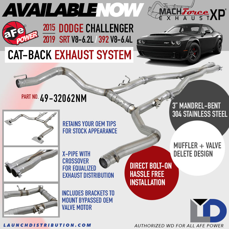 NEW RELEASE: aFe Power Cat-Back Exhaust for 2015-2019 Dodge Challenger for models SRT+392
