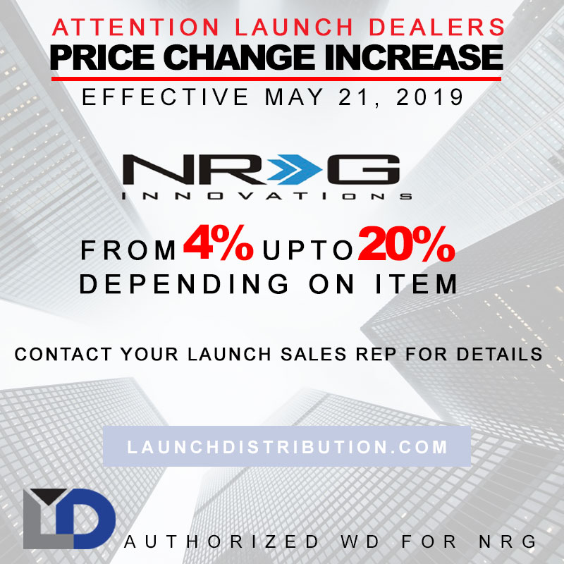 PRICE INCREASE – NRG Innovations – Effective May 20 2019
