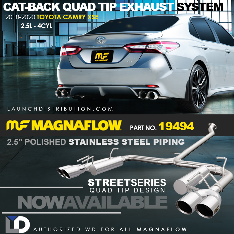 MAGNAFLOW: Cat-Back Exhaust (Quad Tips) 2018-2020 Toyota Camry XSE 2.5L