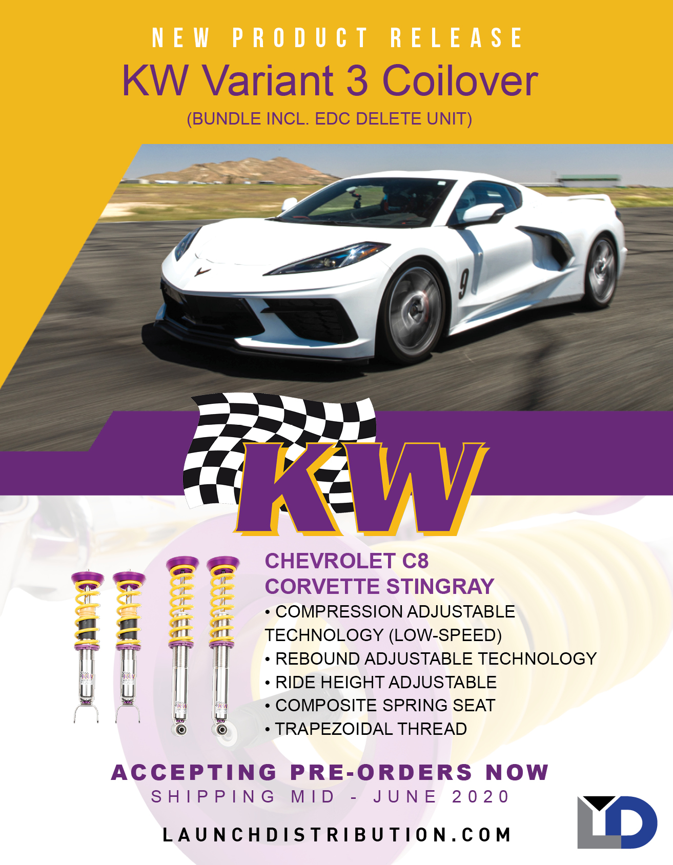 NEW KW Variant 3 Coilover for the 2020 Corvette Stingray C8