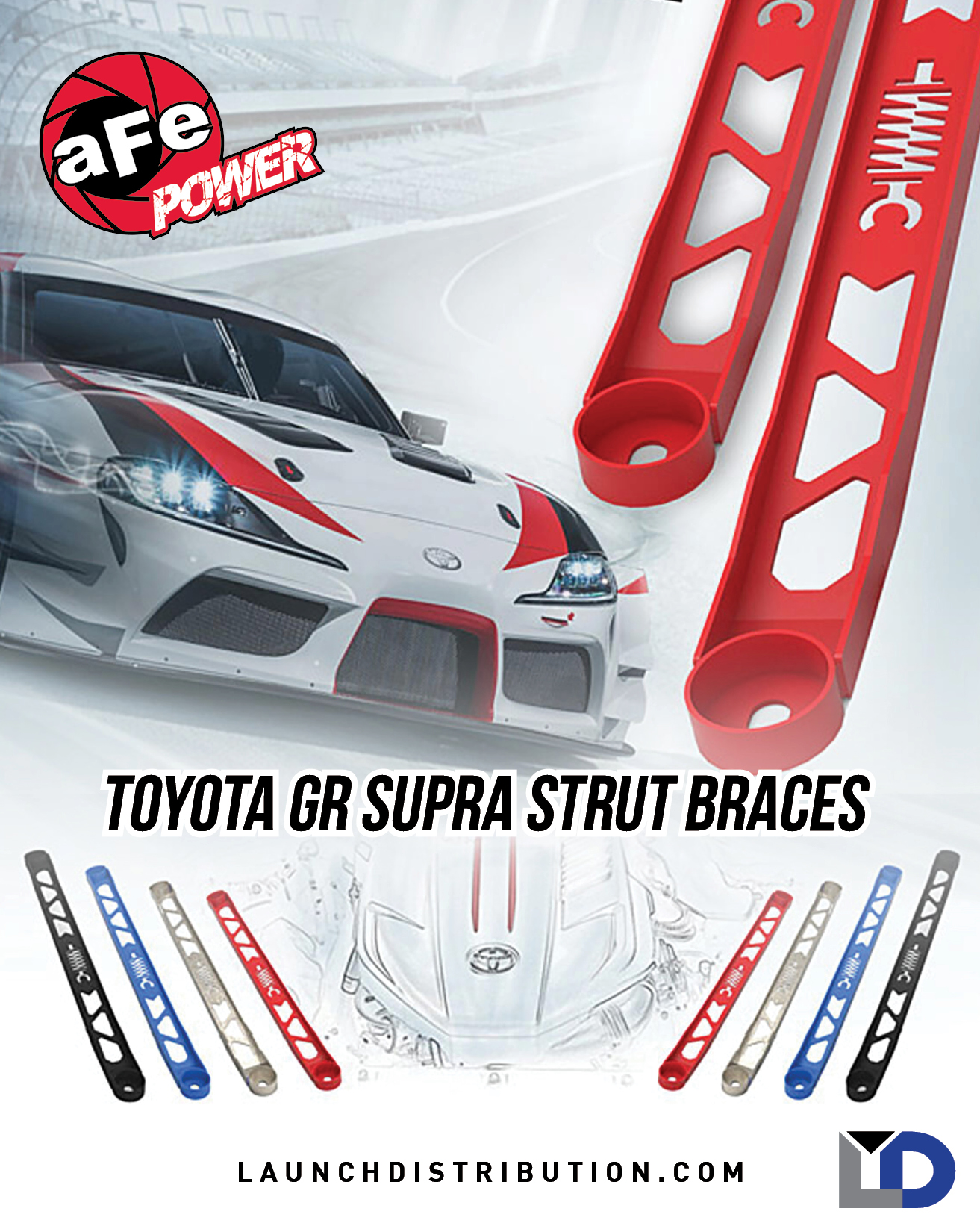 aFe Strut Braces for GR Supra!