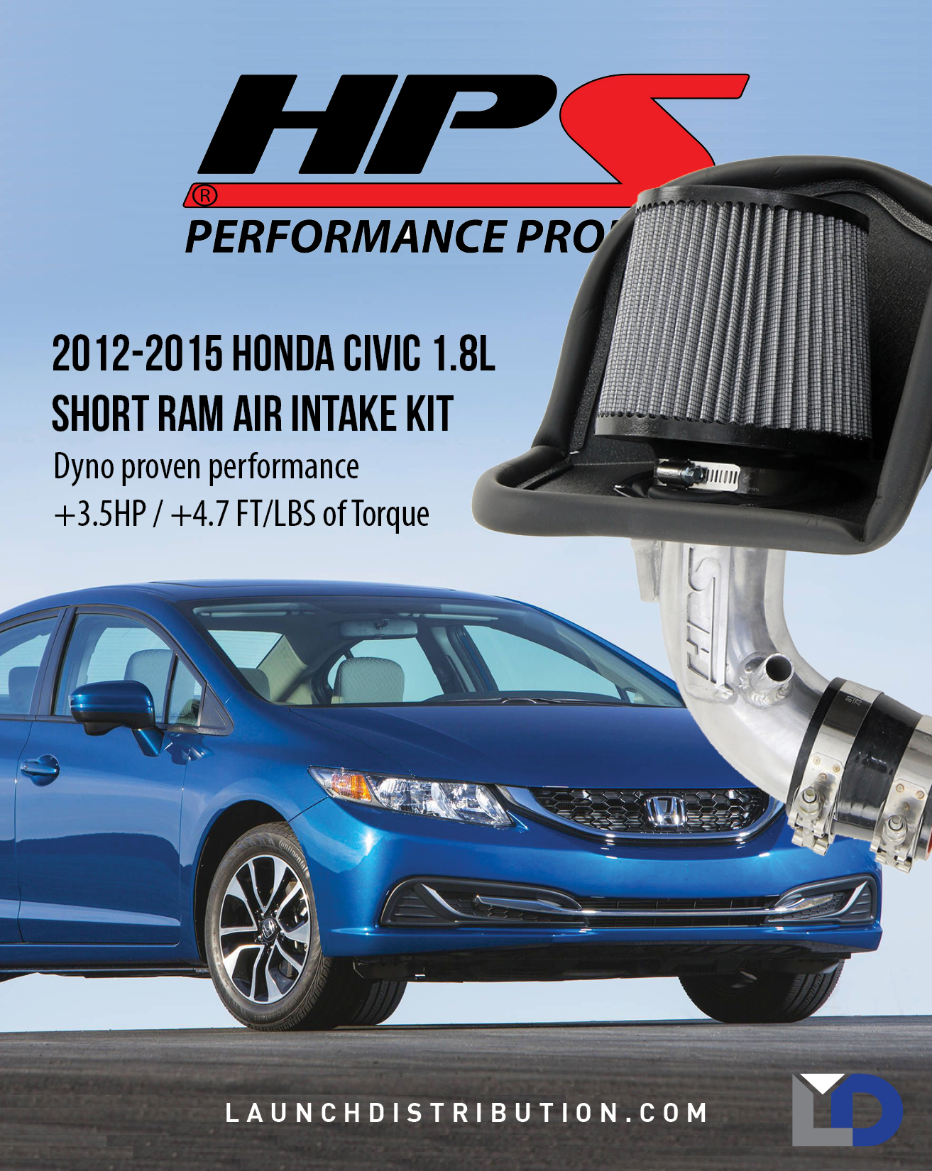 HPS Short Ram Intake 2012 – 2015 Honda Civic 1.8L