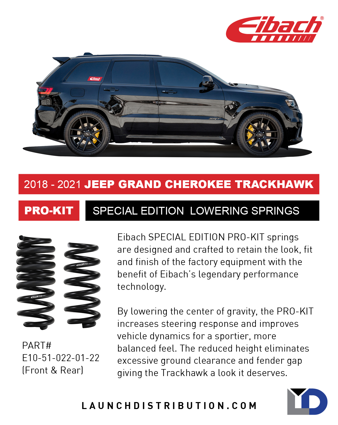 Eibach PRO-KIT Lowering Spring for 2018+ Jeep Grand Cherokee Trackhawk